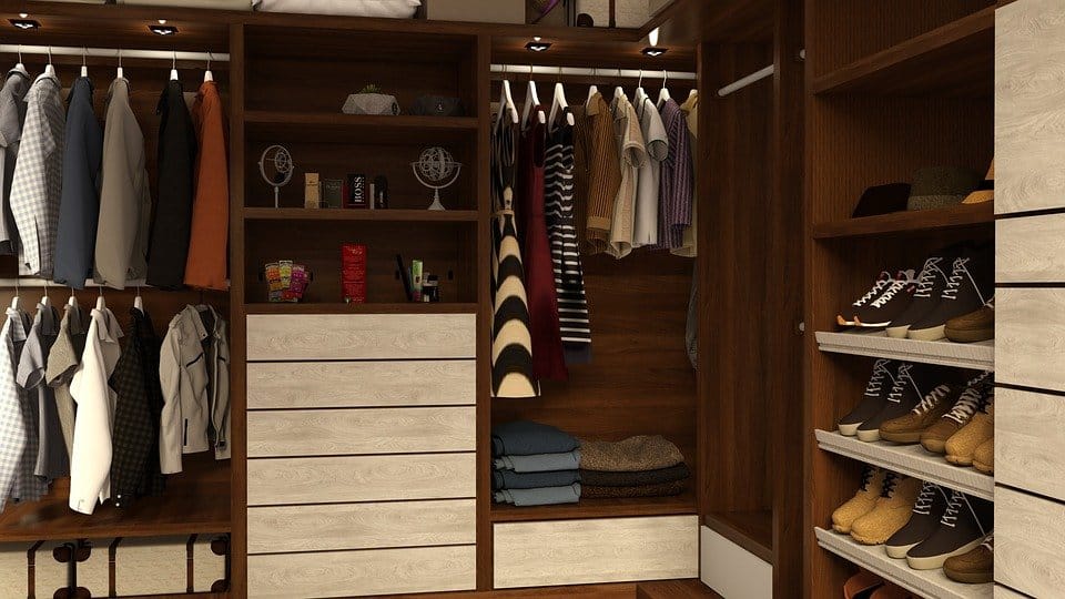 A custom closet shelving system