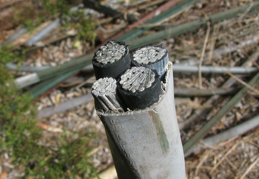 Heavy-duty outdoor electrical wire.