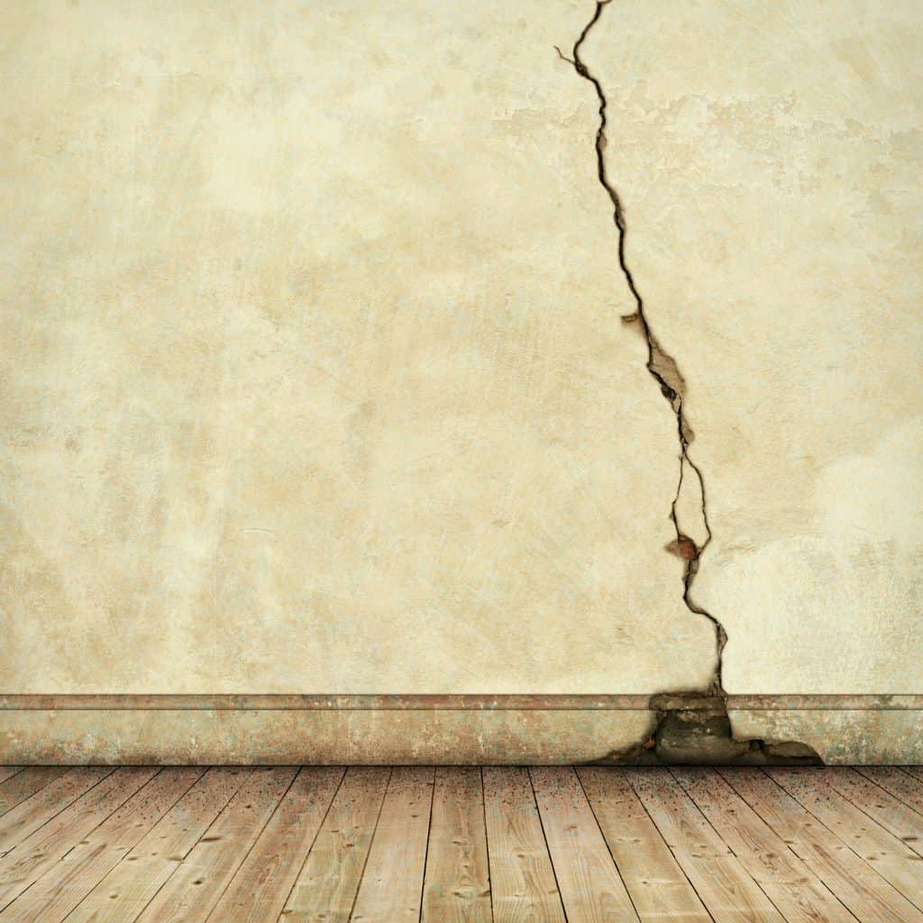 A cracked wall caused by structural damage