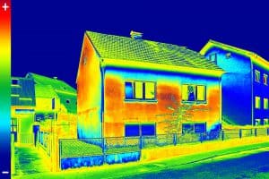Thermal imaging of the outside of a house