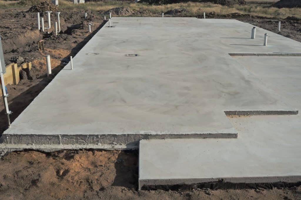 A fairly large concrete slab on a building site