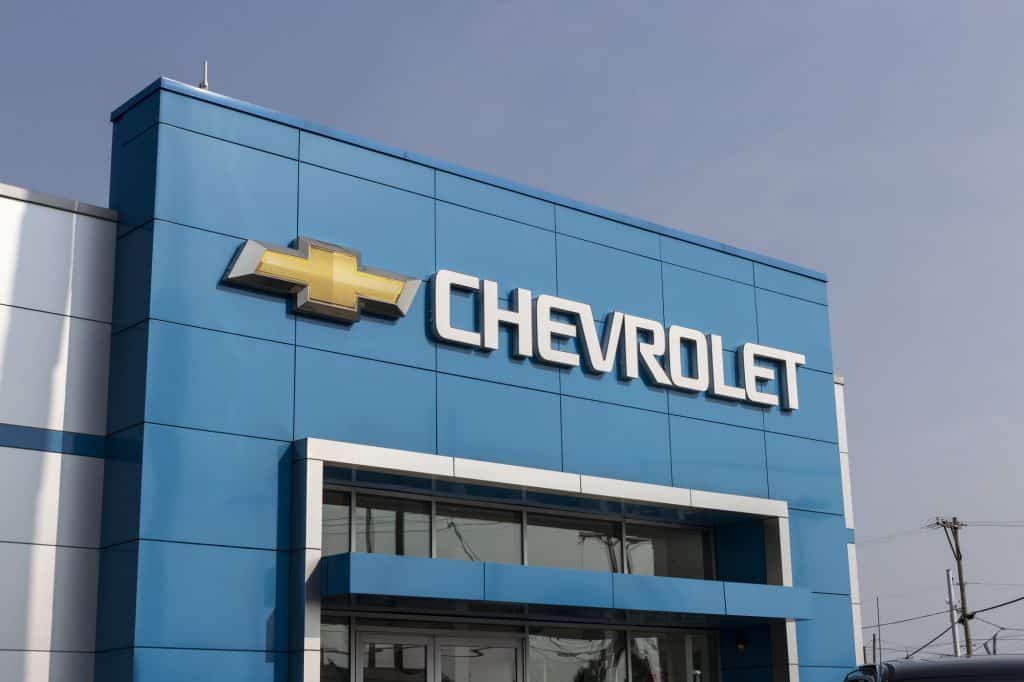 The sign outside a Chevrolet dealership